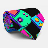Retro 80-gamerontwerp stropdas (Opgerold)