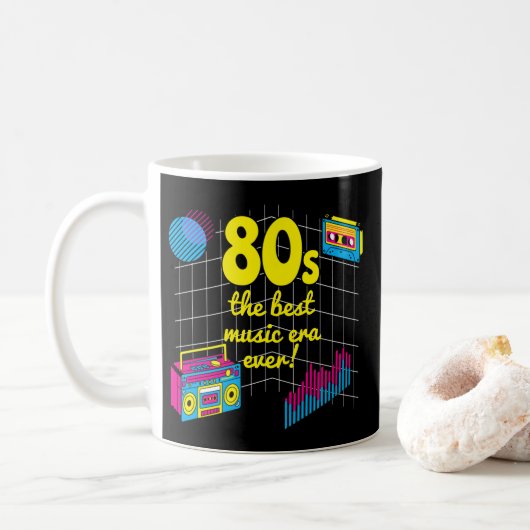 Retro 80: het beste muziektijdperk ooit! koffiemok (Met donut)