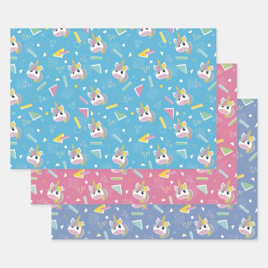 Retro 80’s Eenhoorn Inpakpapier Vel (Set)