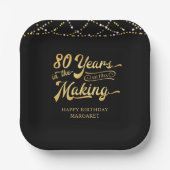 Retro 80e verjaardag 80 jaar in de schijnwerpers papieren bordje (Voorkant)