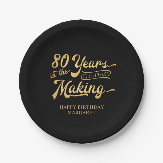 Retro 80e verjaardag 80 jaar in de schijnwerpers papieren bordje (Voorkant)