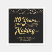 Retro 80e verjaardag 80 jaar in de schijnwerpers servet (Voorkant)