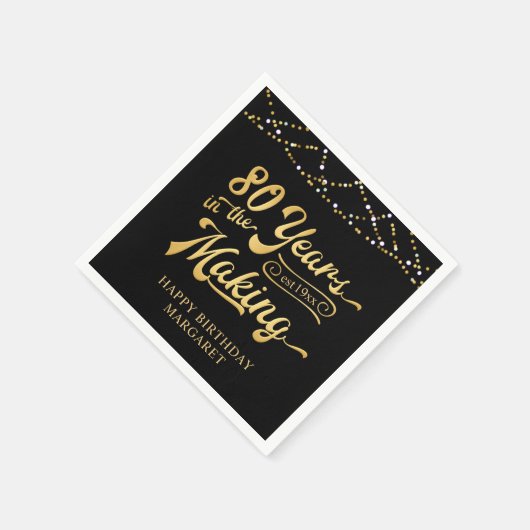 Retro 80e verjaardag 80 jaar in de schijnwerpers servet (Hoek)