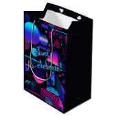 Retro 80er 90er Neon Memphis Geometrisch Medium Cadeauzakje (Voorkant Gekanteld)