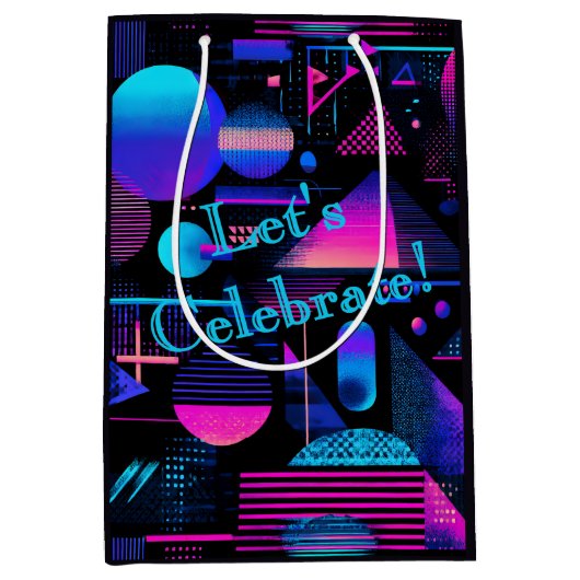 Retro 80er 90er Neon Memphis Geometrisch Medium Cadeauzakje (Voorkant)