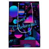 Retro 80er 90er Neon Memphis Geometrisch Medium Cadeauzakje (Achterkant)
