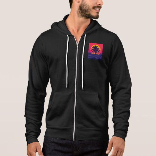 Retro 80er Zonsondergang Palmboom Synthwave Kunst Hoodie (Voorkant)