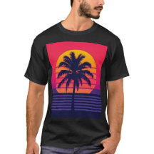 Retro 80er Zonsondergang Palmboom Synthwave Kunst