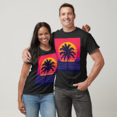 Retro 80er Zonsondergang Palmboom Synthwave Kunst T-shirt (Unisex)