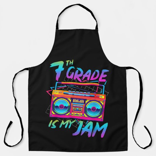Retro 80s 7e klas is mijn ding terug naar school schort (Voorkant)