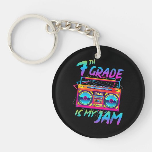 Retro 80s 7e klas is mijn ding terug naar school sleutelhanger (Voorkant)