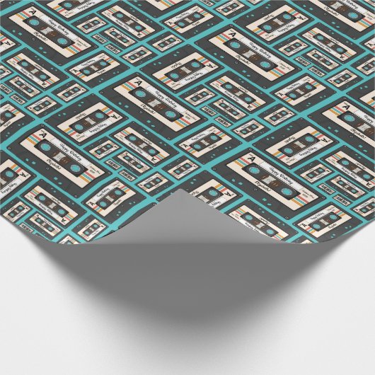 Retro 80's 90 Cassettebandje Music Birthday Party Cadeaupapier (Hoek)