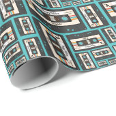 Retro 80's 90 Cassettebandje Music Birthday Party Cadeaupapier (Rol Hoek)