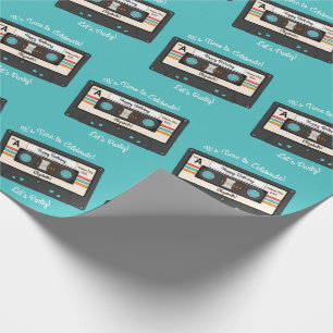 Retro 80's 90 Cassettebandje Music Birthday Party Cadeaupapier