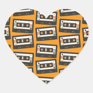 Retro 80's 90 Cassettebandje Music Birthday Party Hart Sticker