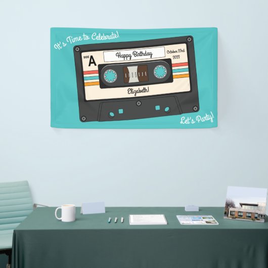 Retro 80's 90 Cassettebandje Music Birthday Party Spandoek (Beurs)