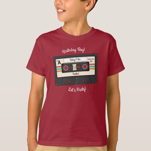 Retro 80's 90 Cassettebandje Music Birthday Party T-shirt (Voorkant)