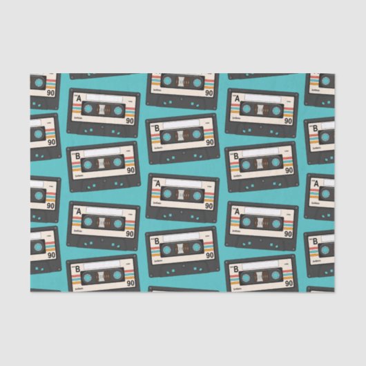 Retro 80's 90 Cassettebandje Music Birthday Party Tissuepapier (Voorkant)