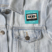 Retro 80's 90 Cassettebandje Music Birthday Party Vierkante Button 5,1 Cm (In situ)