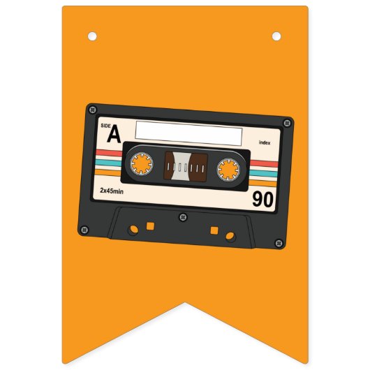 Retro 80's 90 Cassettebandje Music Birthday Party Vlaggetjes (Eerste vlag)