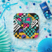 Retro 80s 90s Abstracte Party Borden Papieren Bordje (Feest)