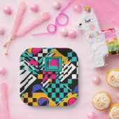 Retro 80s 90s Abstracte Party Borden Papieren Bordje (Feest)