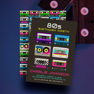 Retro 80s 90s Funky Neon Cassettebandje Verjaardag Kaart