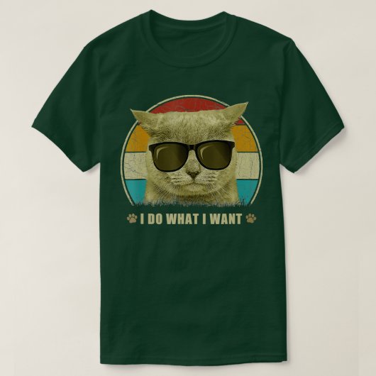 Retro 80s 90s Ik doe wat ik wil kattenliefhebber T-shirt (Design voorkant)