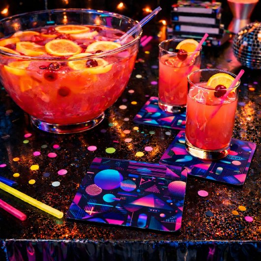 Retro 80's 90's Memphis Geometrisch Kartonnen Onderzetters