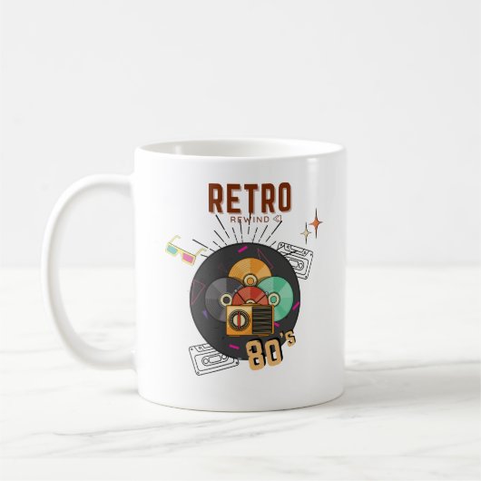 Retro 80s/90s Muziek CD Hoesje Design Koffiemok (Links)