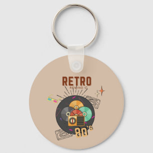 Retro 80s/90s Muziek CD Hoesje Design Sleutelhanger