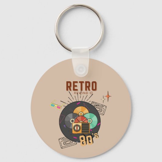 Retro 80s/90s Muziek CD Hoesje Design Sleutelhanger (Voorkant)