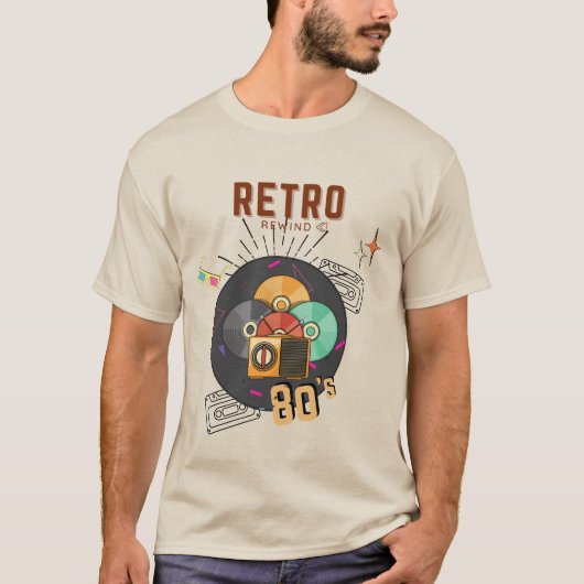 Retro 80s/90s Muziek CD Hoesje Design T-shirt (Voorkant)