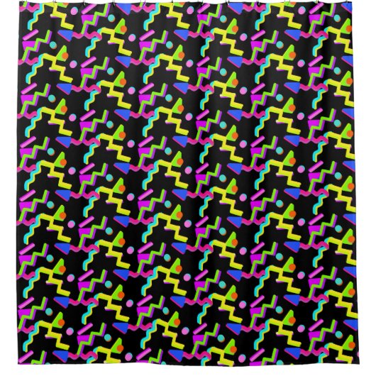 Retro 80s & 90s Neon Abstract Pattern Douchegordijn (Voorkant)