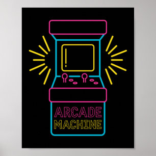 Retro 80s 90s Neon Arcade Machine Arcade Cabinet Poster