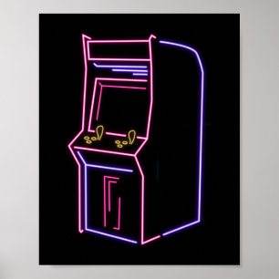 Retro 80s 90s NeON Arcade Machine Arcade Kabinet Poster