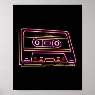 Retro 80s 90s Neon Cassettebandje Ghettobaster Poster