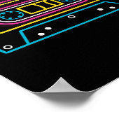 Retro 80s 90s Neon Cassettebandje Ghettobaster Poster (Hoek)