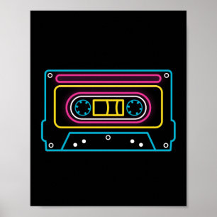 Retro 80s 90s Neon Cassettebandje Ghettobaster Poster
