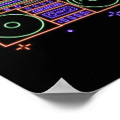 Retro 80s 90s Neon Radio Ghettoblaster Boombox Poster (Hoek)