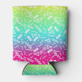 Retro 80's 90's Neon Rainbow Sketched Doodle Blikjeskoeler (Voorkant)