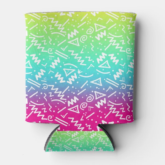 Retro 80's 90's Neon Rainbow Sketched Doodle Blikjeskoeler (Voorkant)