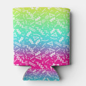 Retro 80's 90's Neon Rainbow Sketched Doodle Blikjeskoeler (Achterkant)