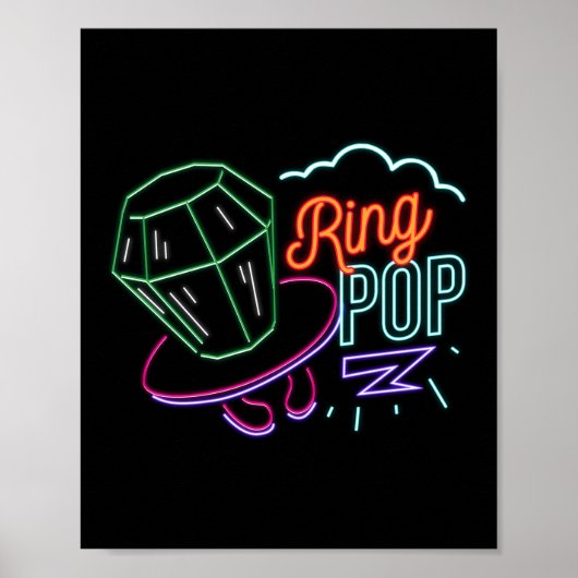 Retro 80s 90s Neon Ring Pop Snoep Poster (Voorkant)