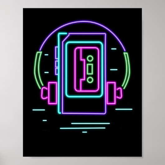 Retro 80s 90s Neon Walkman Poster (Voorkant)