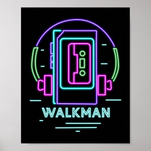 Retro 80s 90s Neon Walkman Poster (Voorkant)