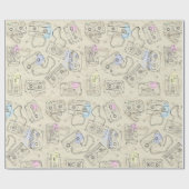 Retro 80s 90s Nostalgic Cassette Mix Tape Pattern Cadeaupapier (Vlak)