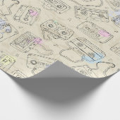Retro 80s 90s Nostalgic Cassette Mix Tape Pattern Cadeaupapier (Hoek)