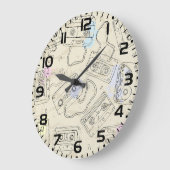 Retro 80s 90s Nostalgic Cassette Mix Tape Pattern Grote Klok (Hoek)