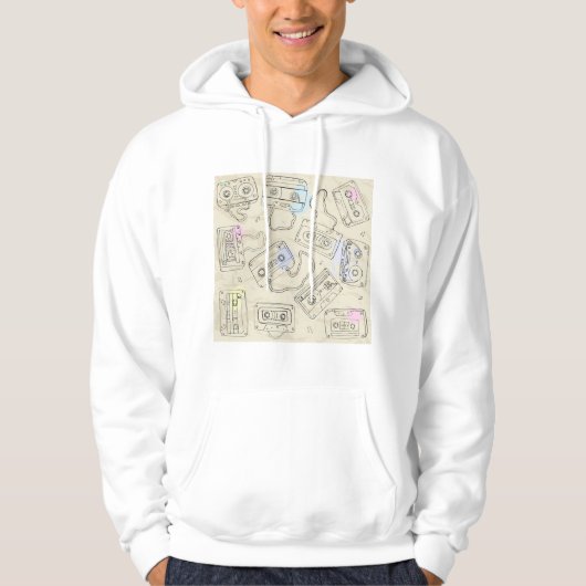 Retro 80s 90s Nostalgic Cassette Mix Tape Pattern Hoodie (Voorkant)
